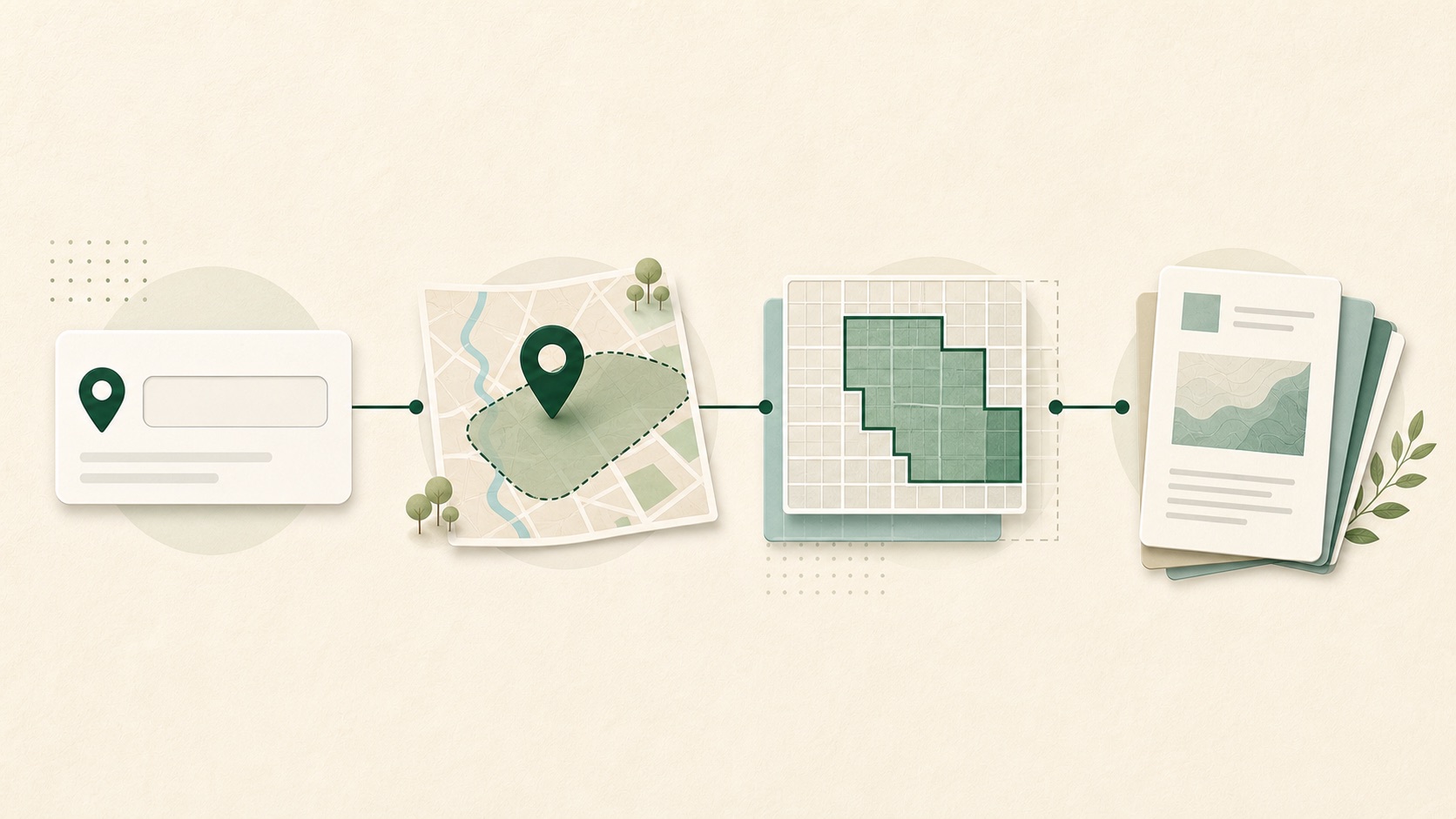 Illustration of starting with a ZIP area, checking map context, comparing census tract boundaries, and reviewing source evidence